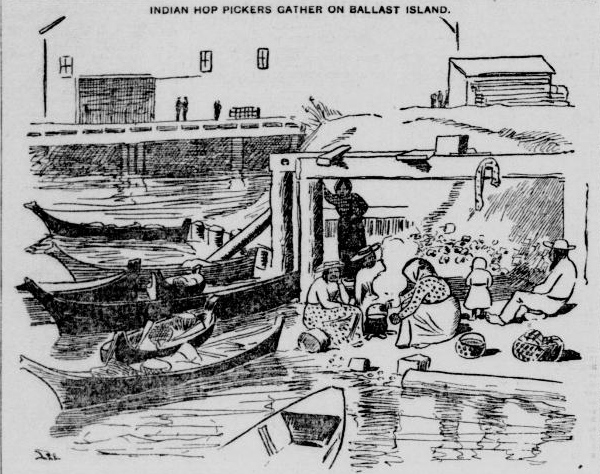 Indian Hop Pickers On Ballast Island Sketech - 1897